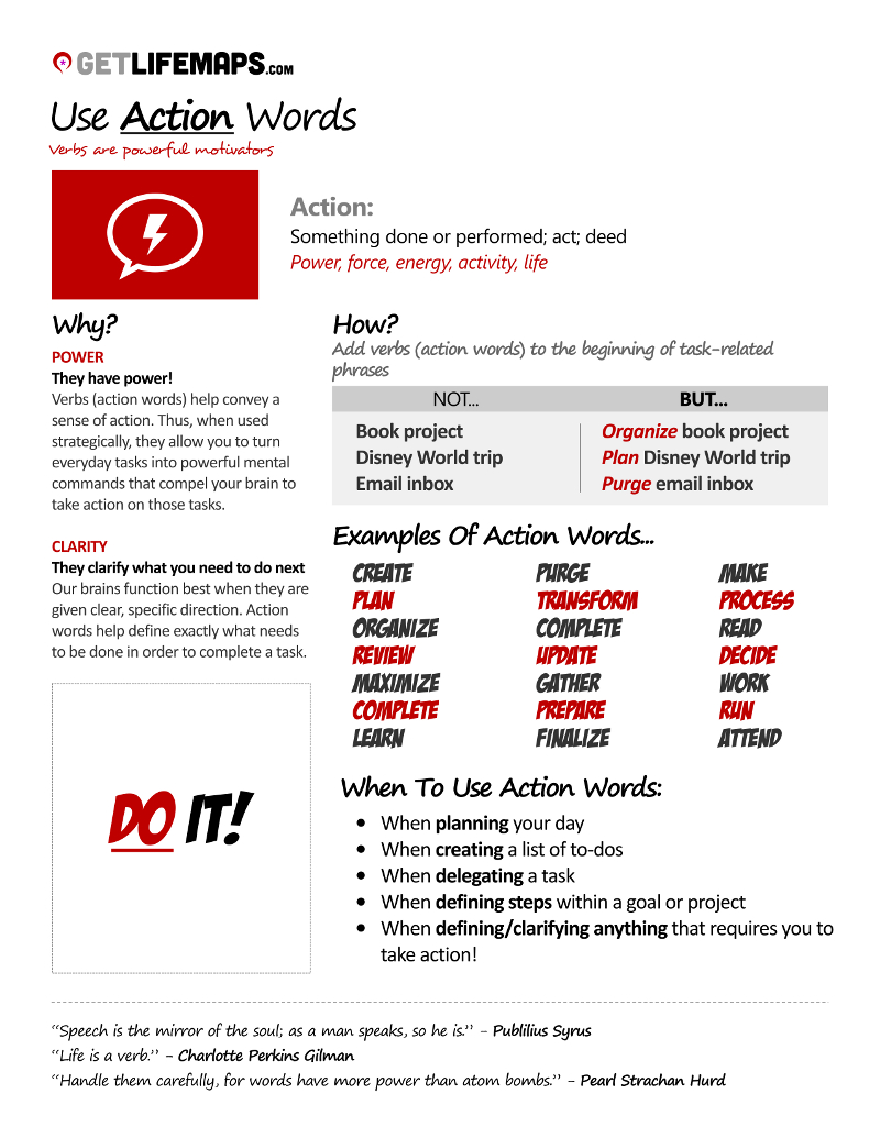 action words list