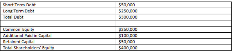 Debt to Equity Ratio Example