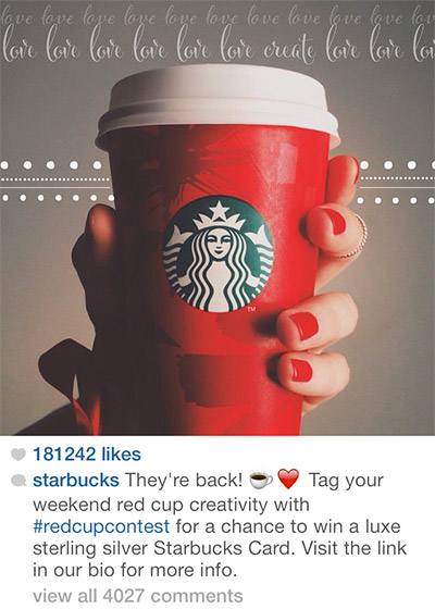 Starbucks Using Branded Hashtags on Instagram