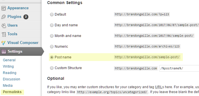 wordpress-permalink-settings